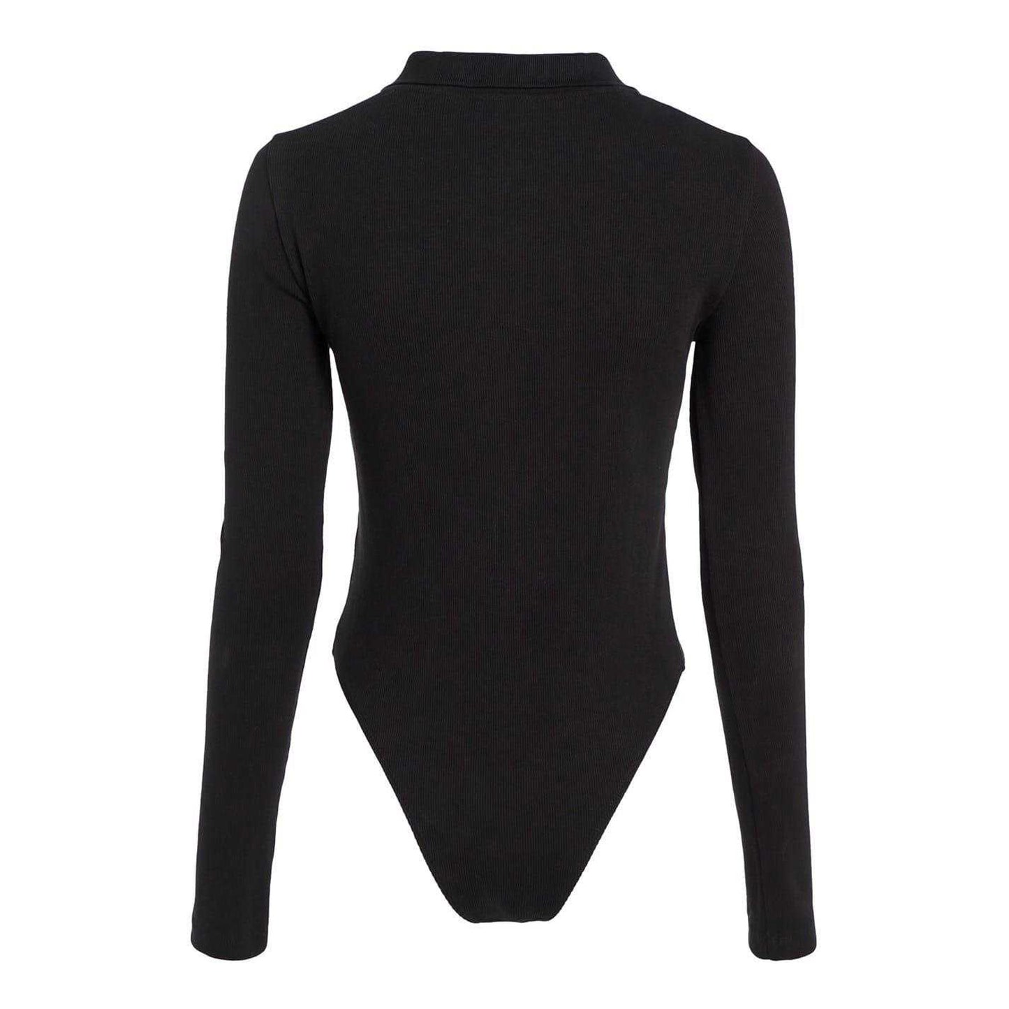 Black - Back - Calvin Klein Womens-Ladies Label Long-Sleeved Bodysuit