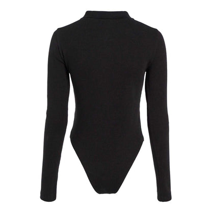 Black - Back - Calvin Klein Womens-Ladies Label Long-Sleeved Bodysuit