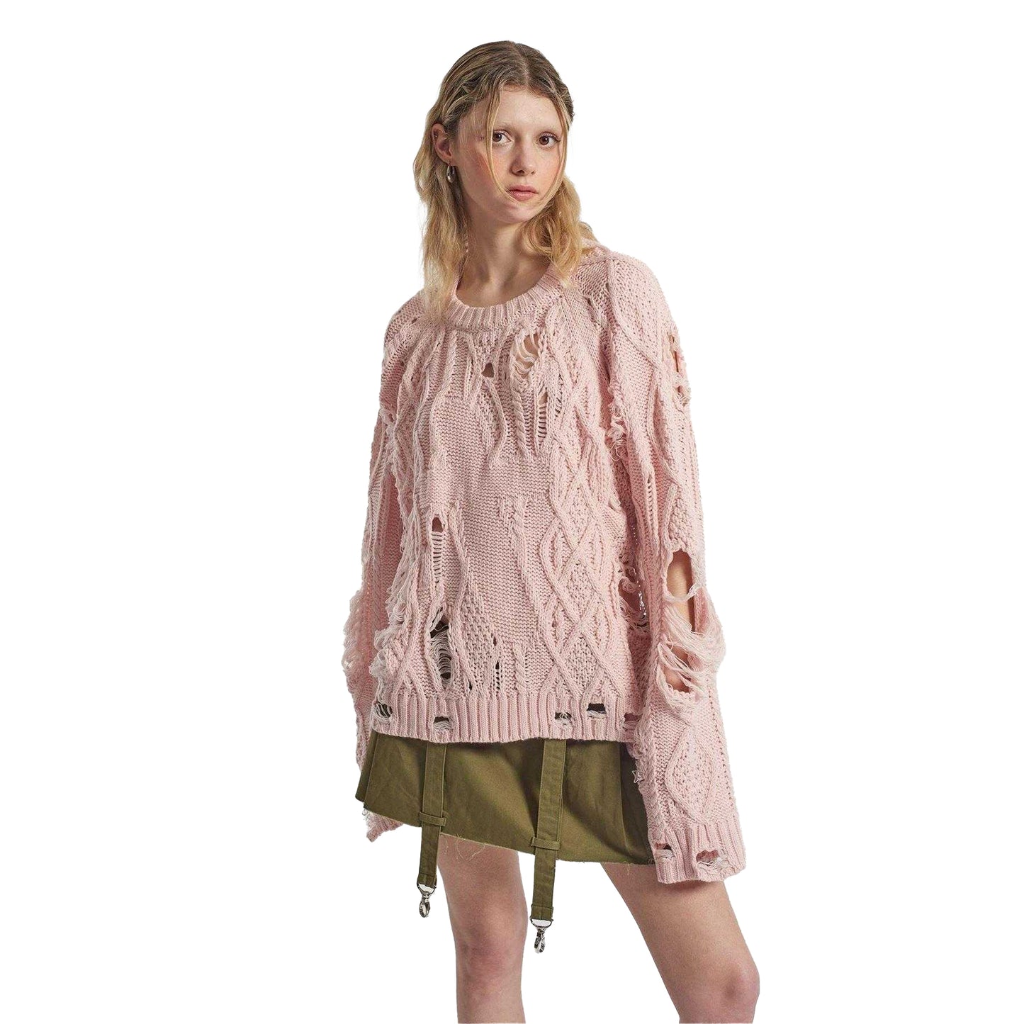 Pink - Front - The Ragged Priest Womens-Ladies Disciple Cable Knit Maxi Dress