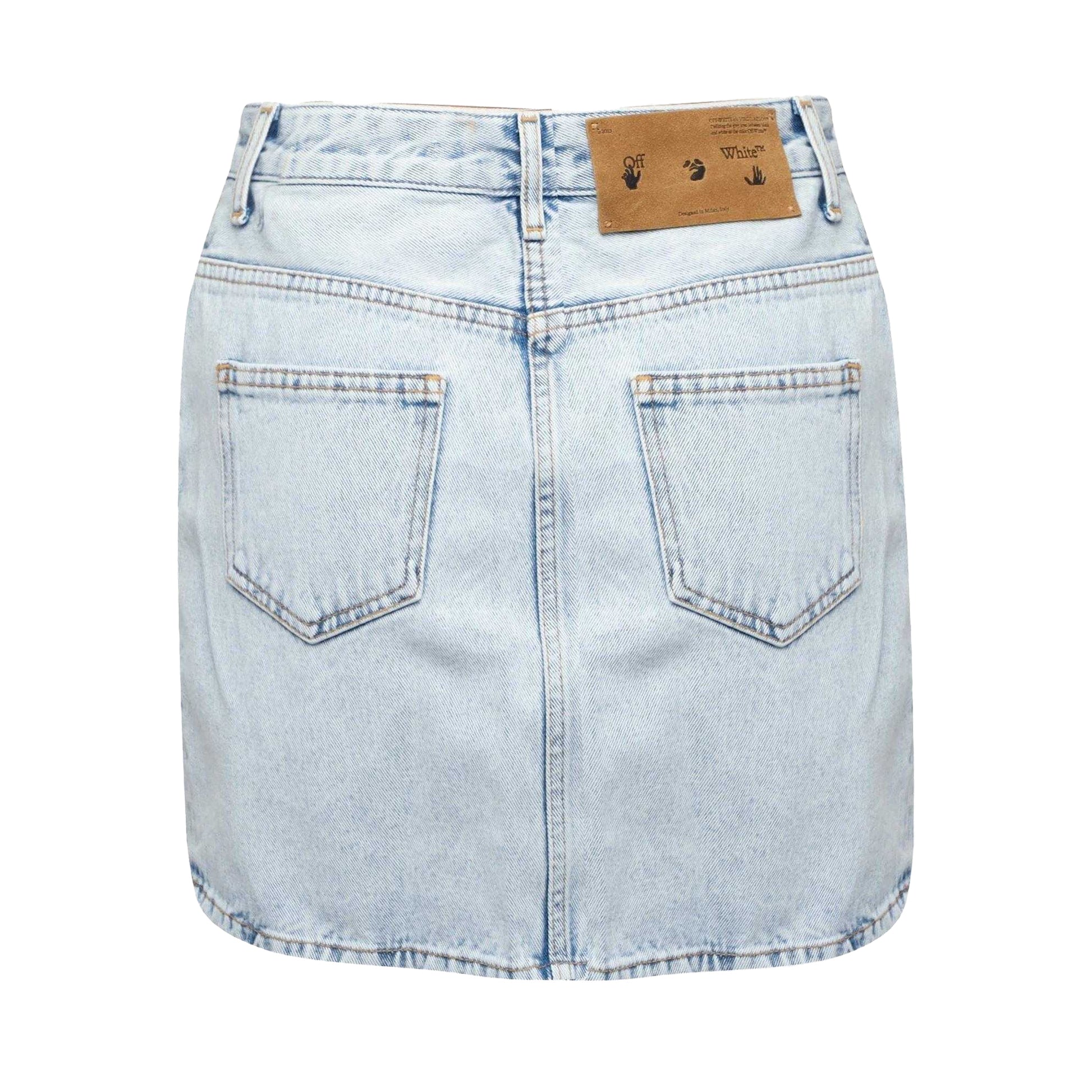 Light Blue - Back - Off White Womens-Ladies Corp Denim Mini Skirt