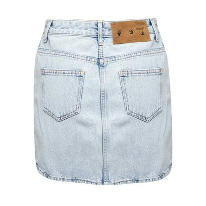 Light Blue - Back - Off White Womens-Ladies Corp Denim Mini Skirt