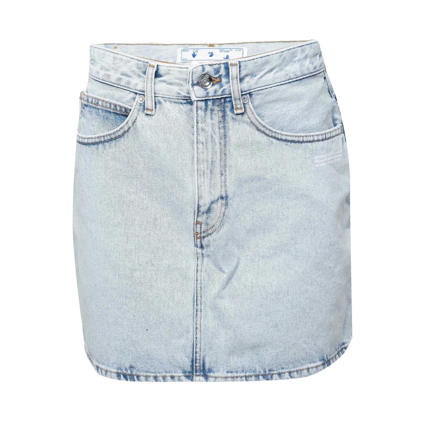 Light Blue - Front - Off White Womens-Ladies Corp Denim Mini Skirt