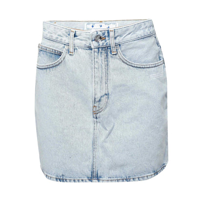 Light Blue - Front - Off White Womens-Ladies Corp Denim Mini Skirt