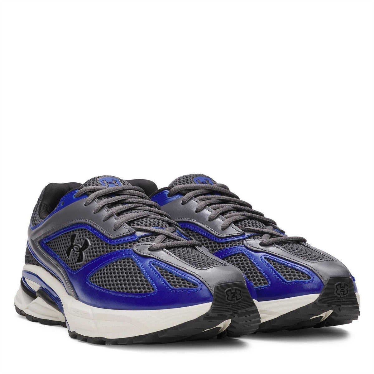 Grey-Blue - Pack Shot - Under Armour Childrens-Kids HOVR Apparition Low Trainers