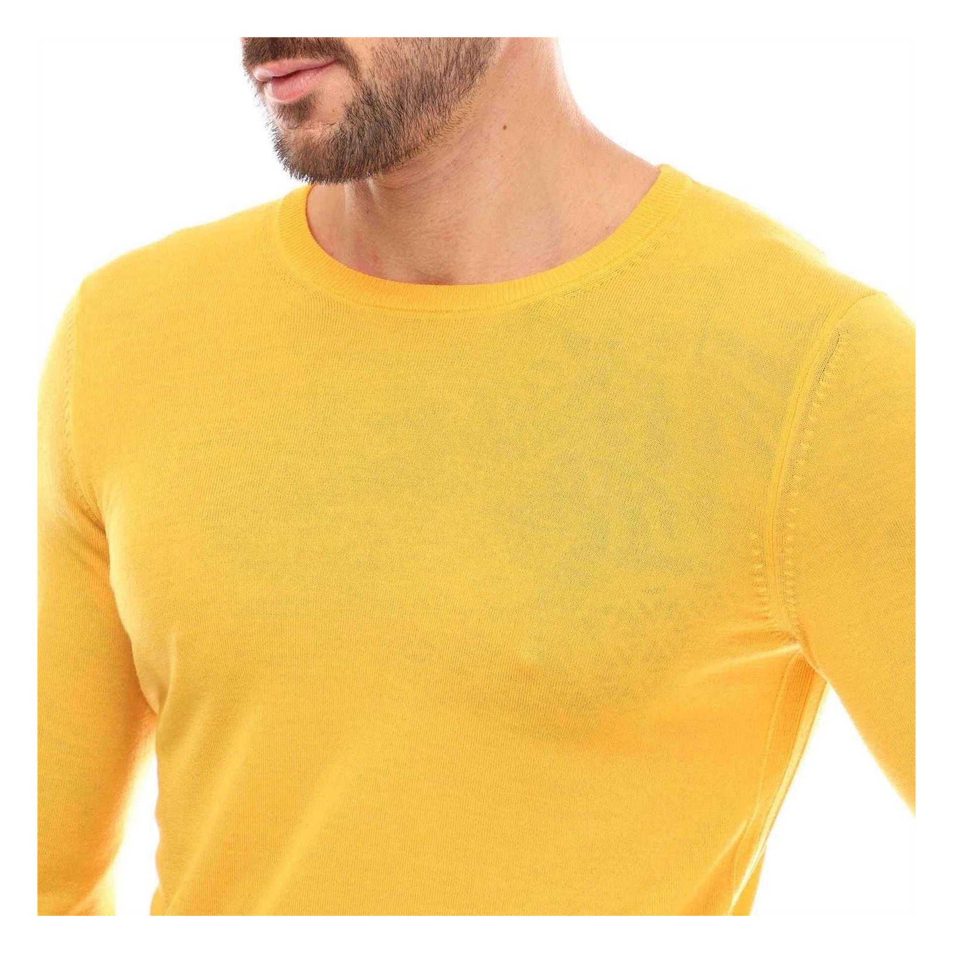 Yellow - Side - Boss Mens Virgin Wool Slim Jumper