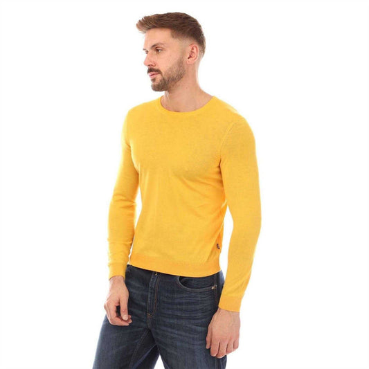 Yellow - Front - Boss Mens Virgin Wool Slim Jumper