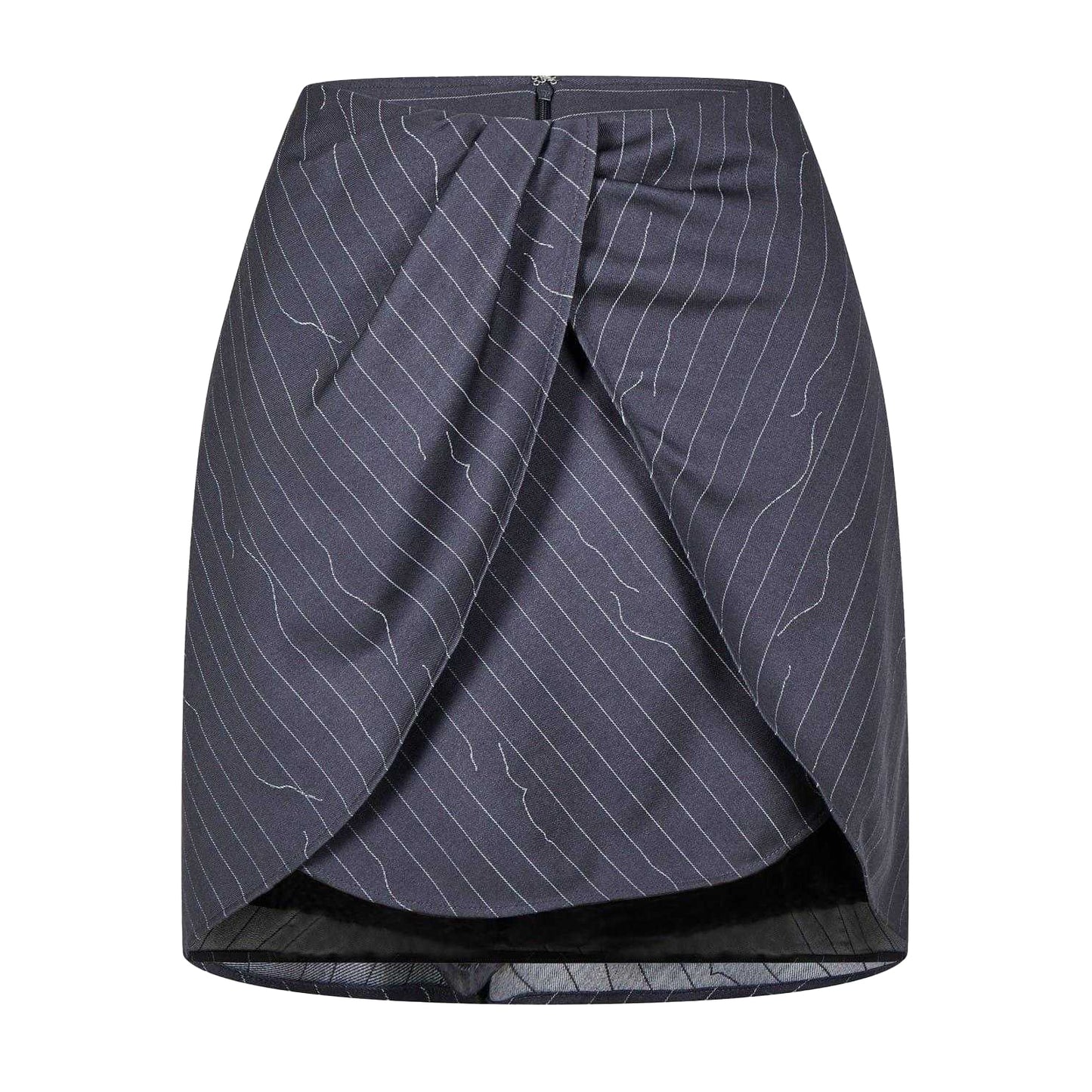 Grey - Front - Off White Womens-Ladies Pinstripe Wool Blend Slim Mini Skirt