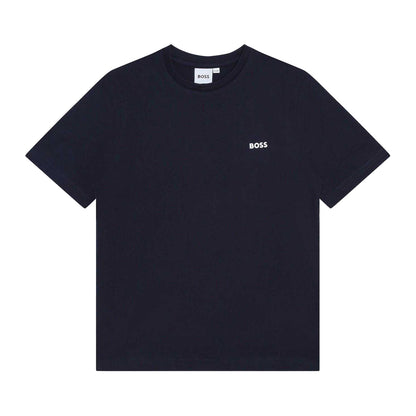 Navy - Front - Boss Boys Small Logo T-Shirt