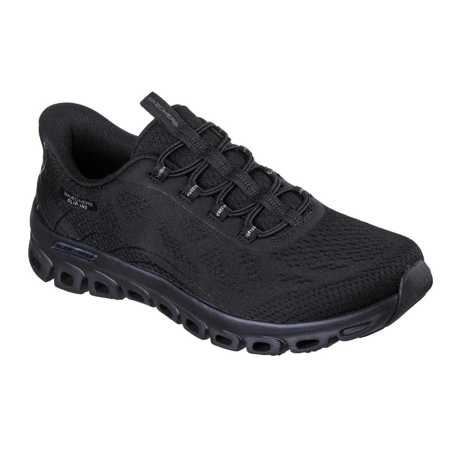 Black - Pack Shot - Skechers Womens-Ladies Gold Step Slip-In Trainers