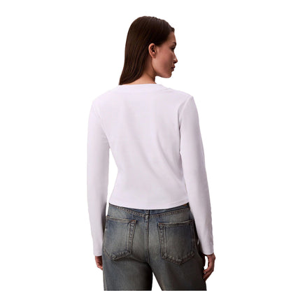 Brilliant White - Back - Calvin Klein Womens-Ladies Slim Crop T-Shirt