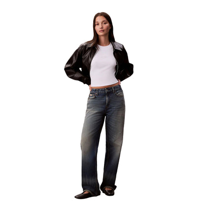 Brilliant White - Lifestyle - Calvin Klein Womens-Ladies Slim Crop T-Shirt