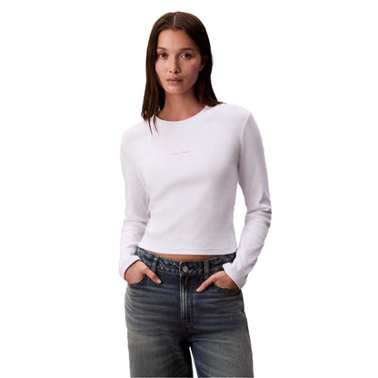 Brilliant White - Front - Calvin Klein Womens-Ladies Slim Crop T-Shirt