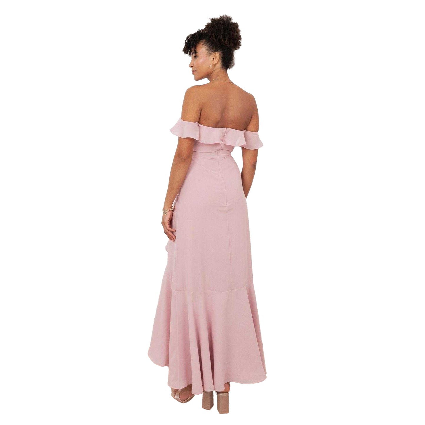 Soft Pink - Back - Maya Deluxe Womens-Ladies De Floral Embellished Midaxi Dress
