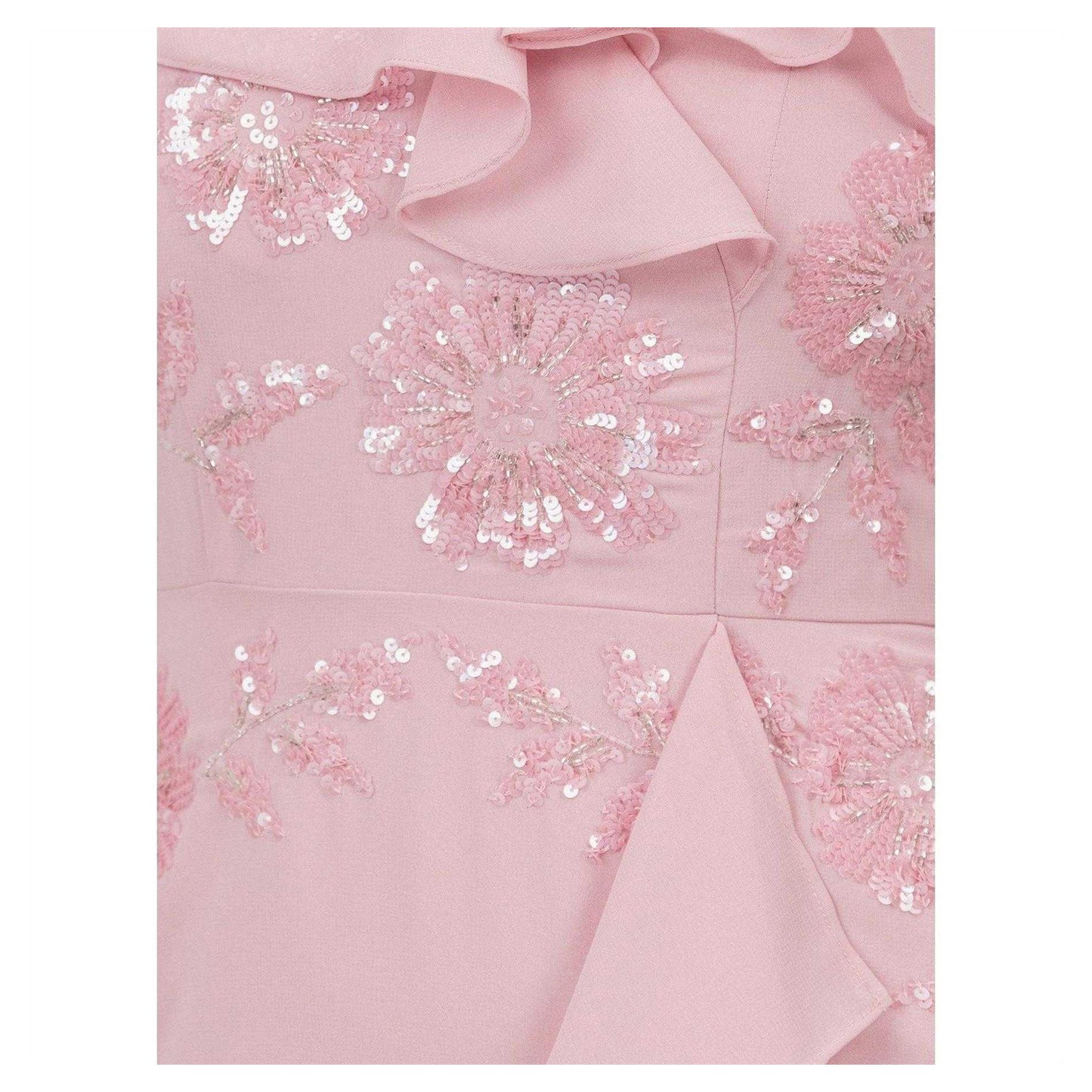 Soft Pink - Side - Maya Deluxe Womens-Ladies De Floral Embellished Midaxi Dress