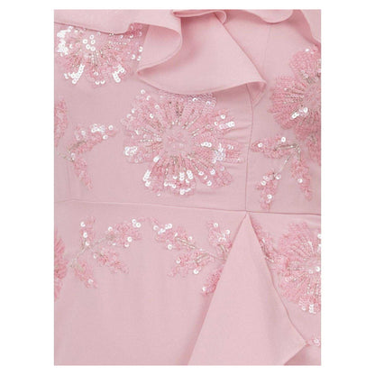 Soft Pink - Side - Maya Deluxe Womens-Ladies De Floral Embellished Midaxi Dress