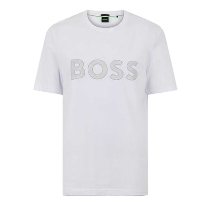 White - Front - Boss Mens Lettering Logo T-Shirt