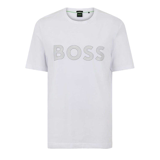 White - Front - Boss Mens Lettering Logo T-Shirt