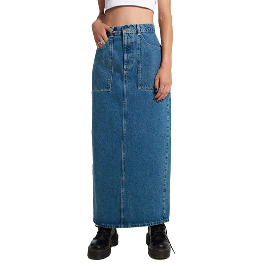 Blue - Front - The Ragged Priest Womens-Ladies Carpenter Denim Maxi Skirt