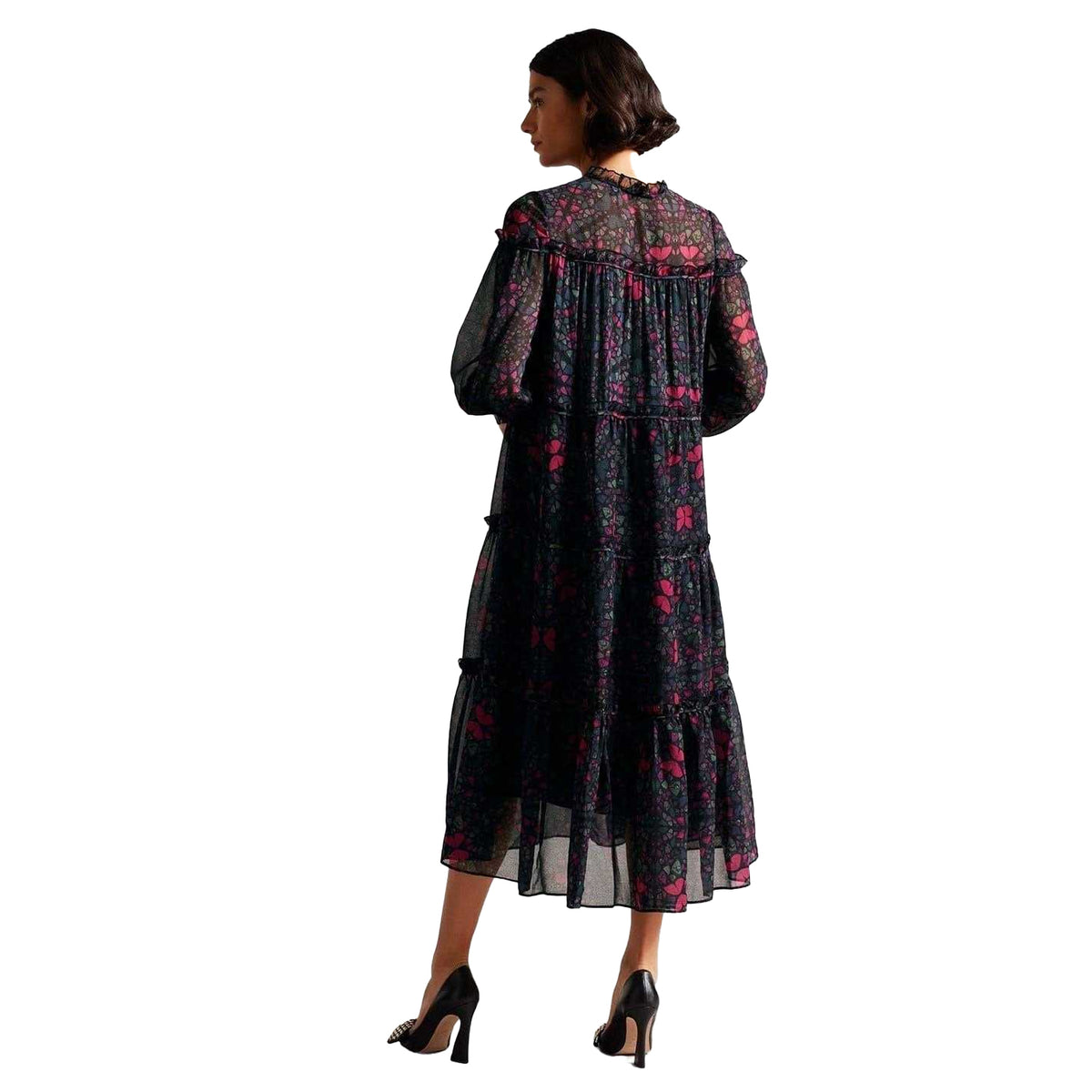 Black - Back - Ted Baker Womens-Ladies Ruffled Midi Dress