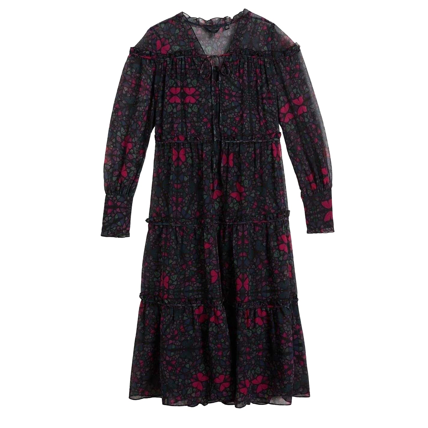 Black - Front - Ted Baker Womens-Ladies Ruffled Midi Dress