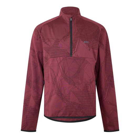 Red - Front - Boss Mens Desert Half Zip Long-Sleeved Active T-Shirt