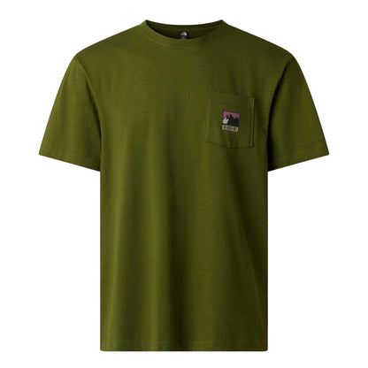 Woodland Green - Front - The North Face Mens Mountain Pocket T-Shirt