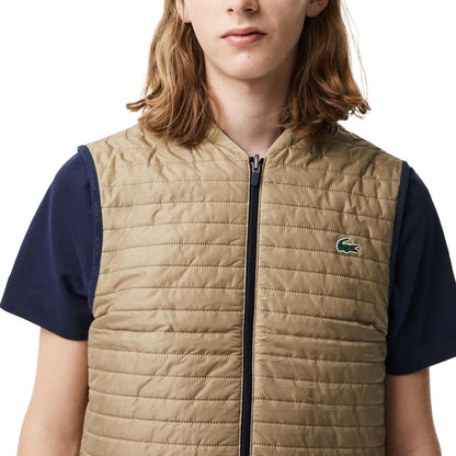 Navy-Beige - Pack Shot - Lacoste Mens Quilted Reversible Sports Gilet