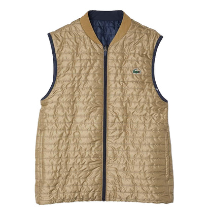 Navy-Beige - Back - Lacoste Mens Quilted Reversible Sports Gilet