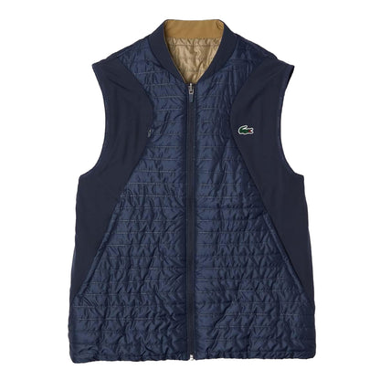 Navy-Beige - Front - Lacoste Mens Quilted Reversible Sports Gilet