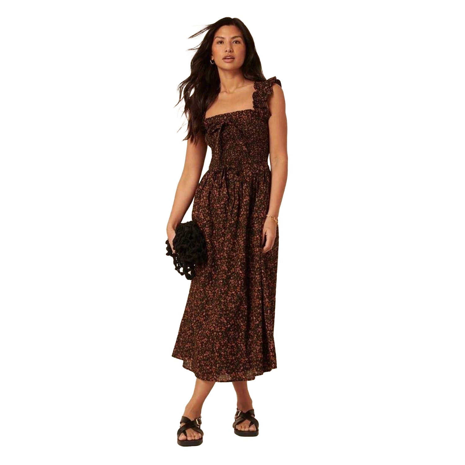 Black - Front - Nobody´s Child Womens-Ladies Christina Square Neck Midi Dress