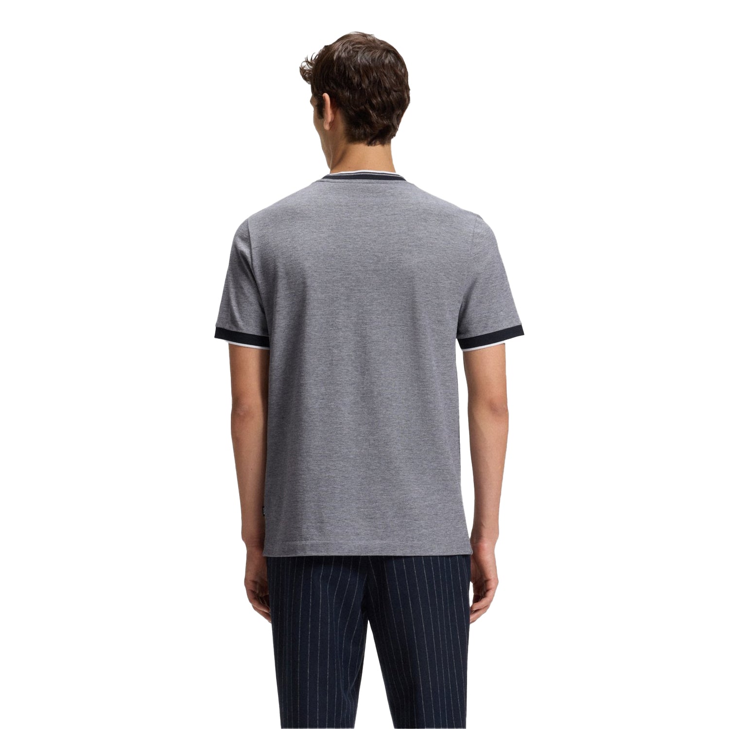 Dark Blue - Back - Boss Mens Piqué T-Shirt