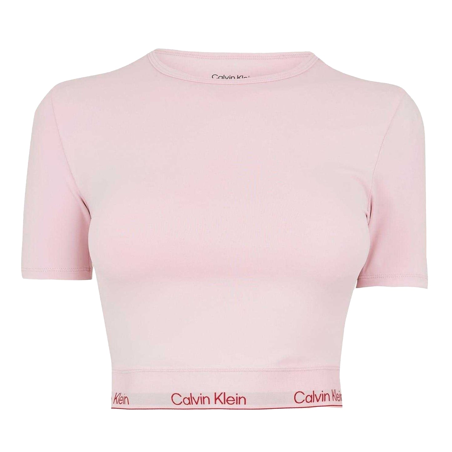 Pink - Front - Calvin Klein Womens-Ladies Slim Crop T-Shirt