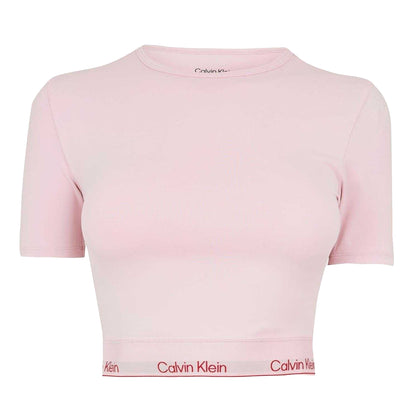 Pink - Front - Calvin Klein Womens-Ladies Slim Crop T-Shirt