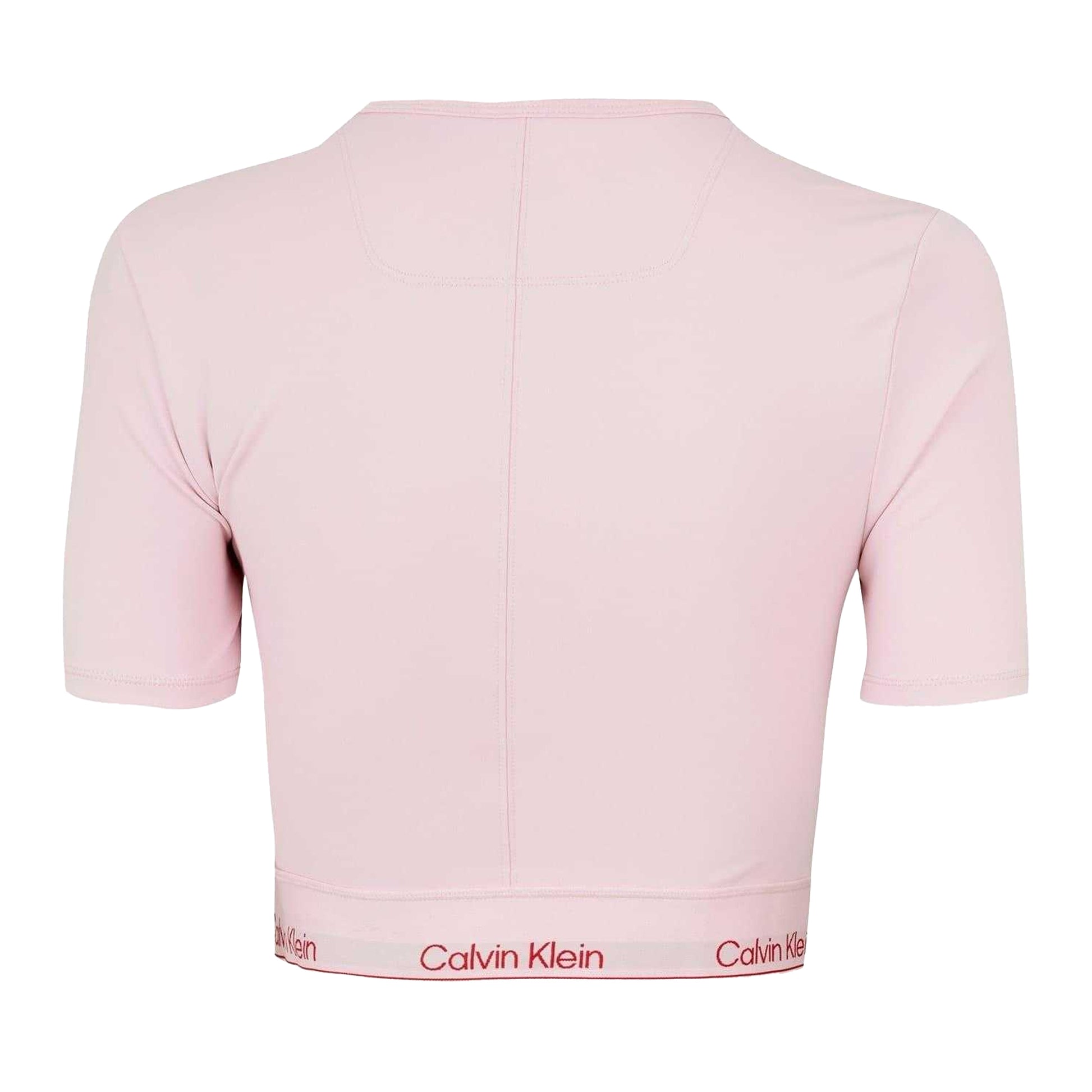 Pink - Back - Calvin Klein Womens-Ladies Slim Crop T-Shirt