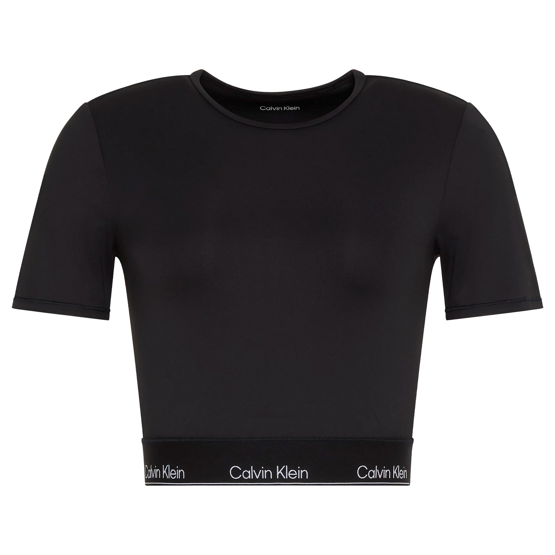 Black - Front - Calvin Klein Womens-Ladies Slim Crop T-Shirt