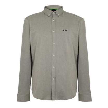 Dark Beige - Front - Boss Mens Motion Logo Cotton Shirt