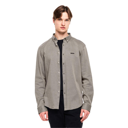 Dark Beige - Side - Boss Mens Motion Logo Cotton Shirt