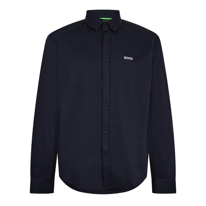 Dark Blue - Front - Boss Mens Motion Logo Cotton Shirt