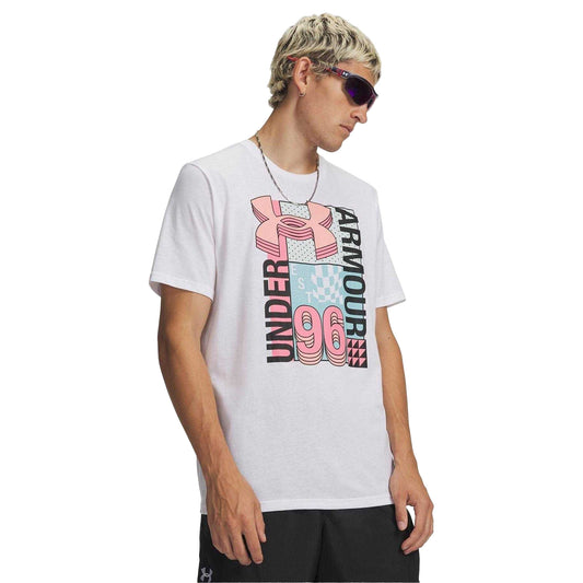 White - Front - Under Armour Mens Logo Polycotton T-Shirt