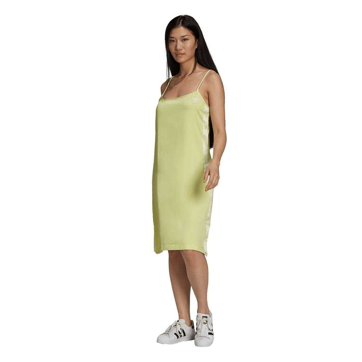 Green - Side - Adidas Womens-Ladies Originals Square Neck Slip Dress