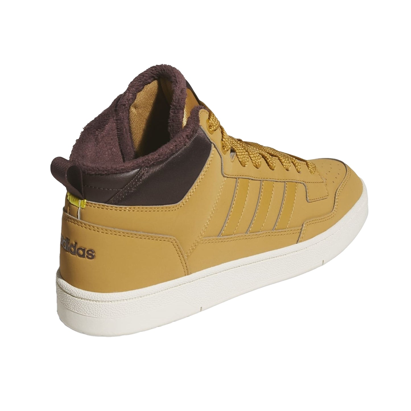 Brown-White - Side - Adidas Unisex Adult Hoops 3.0 Mid Winterized Trainers