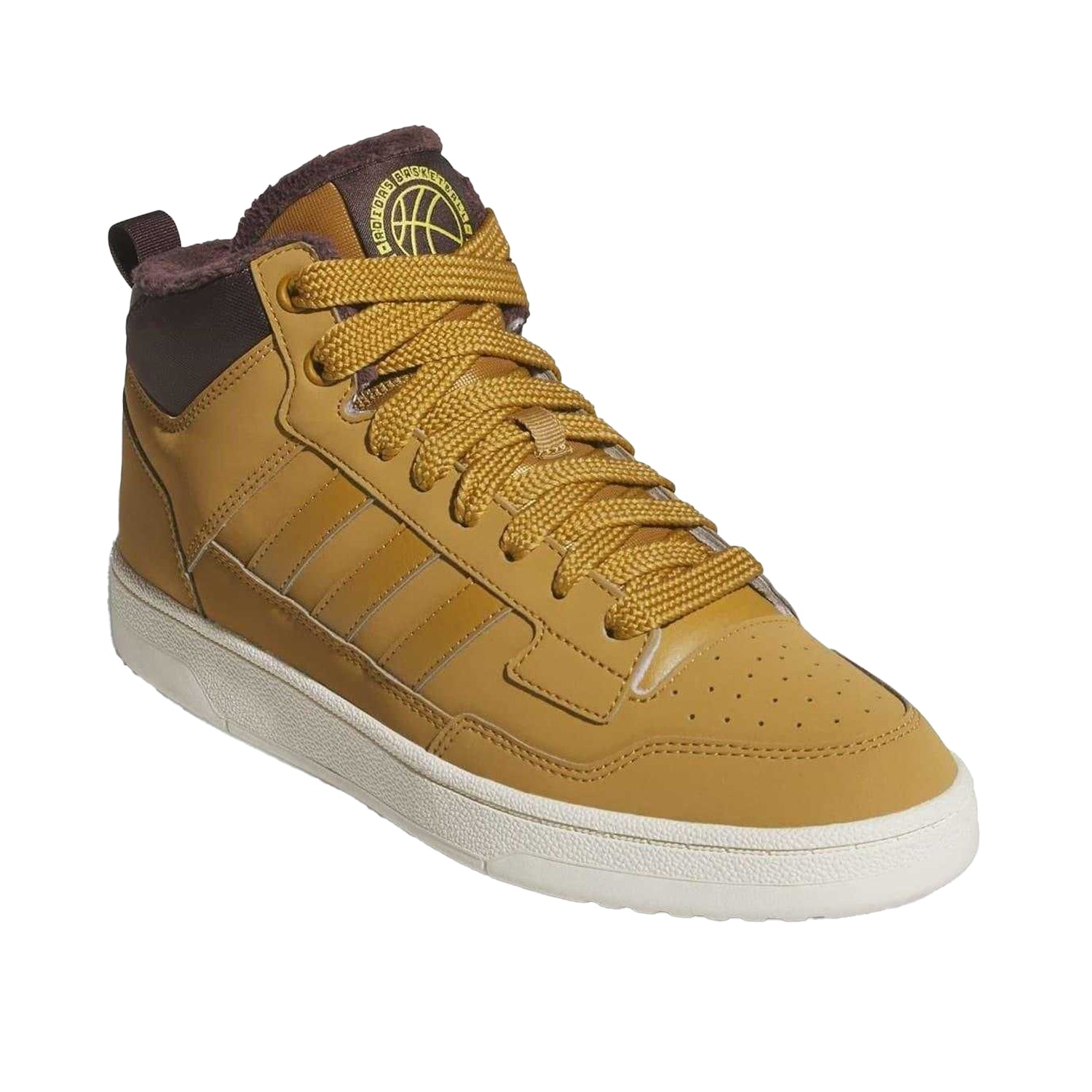 Brown-White - Pack Shot - Adidas Unisex Adult Hoops 3.0 Mid Winterized Trainers