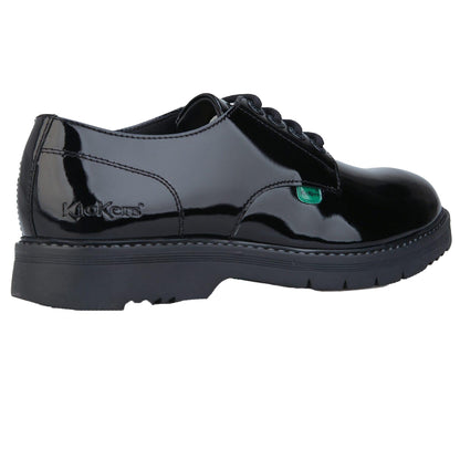 Black - Back - Kickers Womens-Ladies Finley Patent Leather Lace Up Shoes