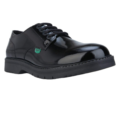 Black - Front - Kickers Womens-Ladies Finley Patent Leather Lace Up Shoes
