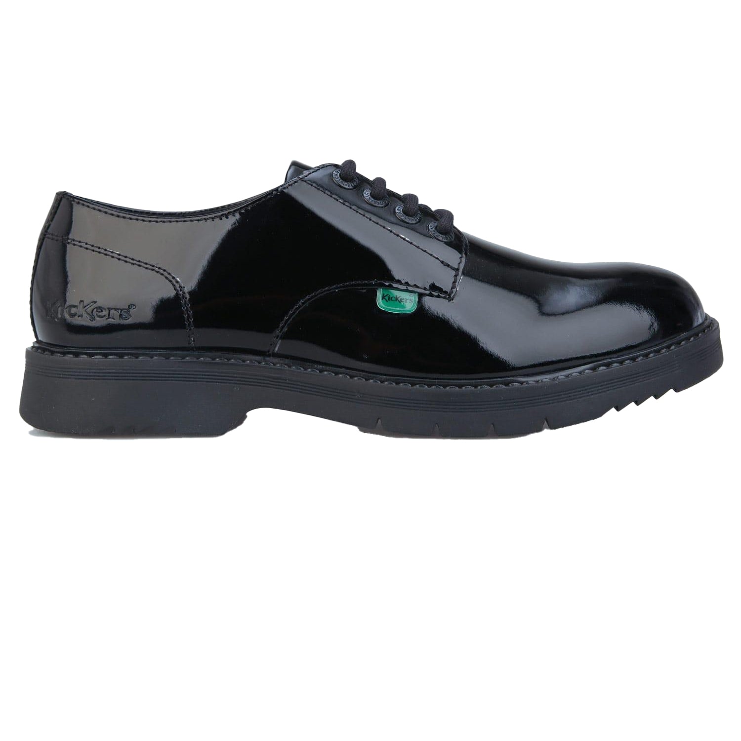 Black - Pack Shot - Kickers Womens-Ladies Finley Patent Leather Lace Up Shoes