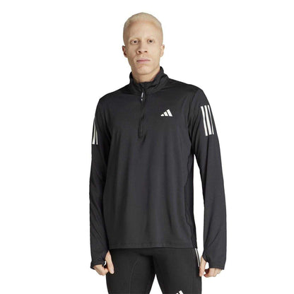 Black - Side - Adidas Mens Own The Run Half Zip Running T-Shirt