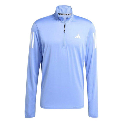 Blue - Front - Adidas Mens Own The Run Half Zip Running T-Shirt