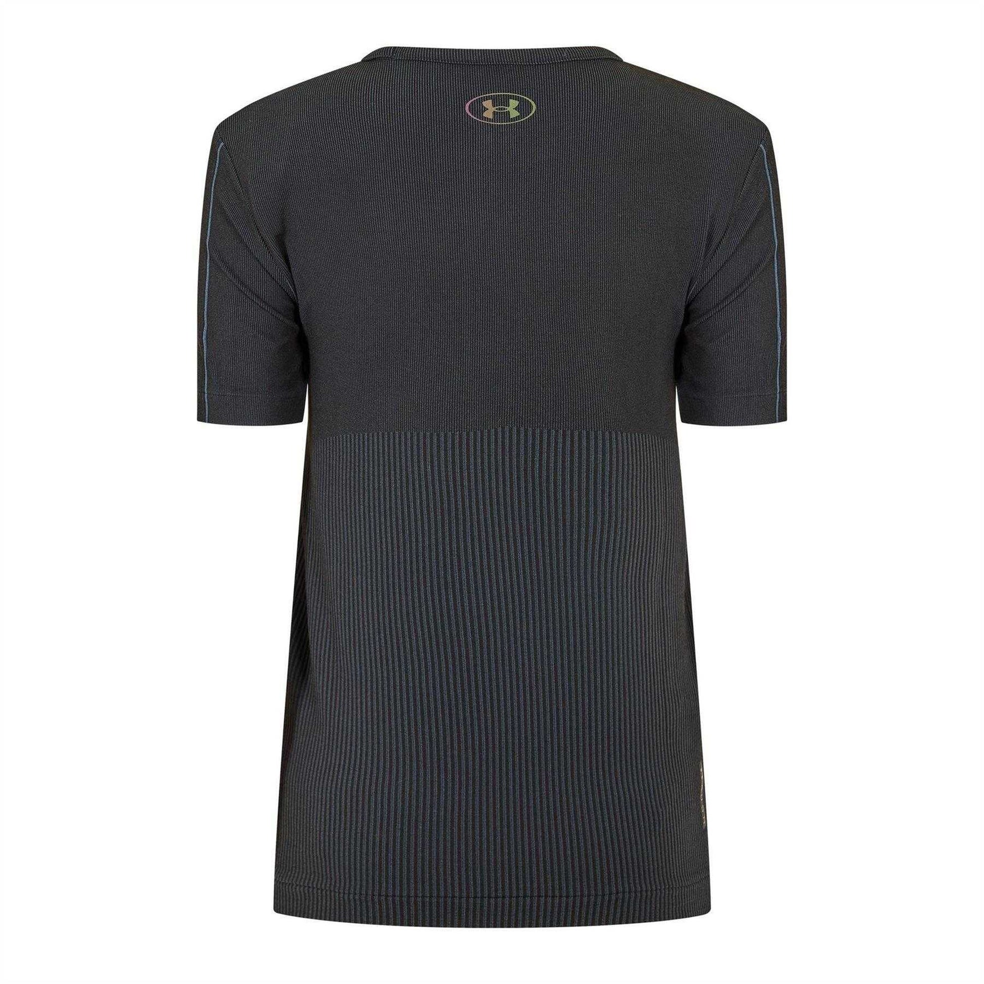 Black - Back - Under Armour Womens-Ladies Rush Seamless T-Shirt