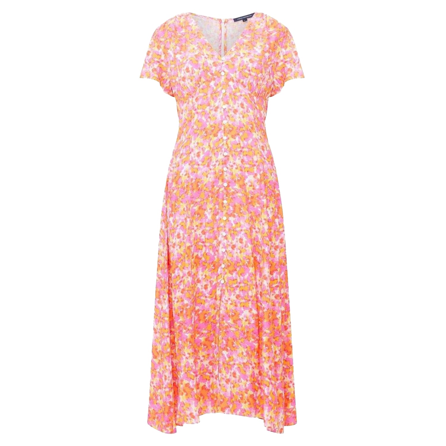 Pink - Front - French Connection Womens-Ladies Cass Delph A-line Regular Midi Dress