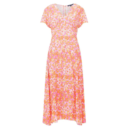 Pink - Front - French Connection Womens-Ladies Cass Delph A-line Regular Midi Dress